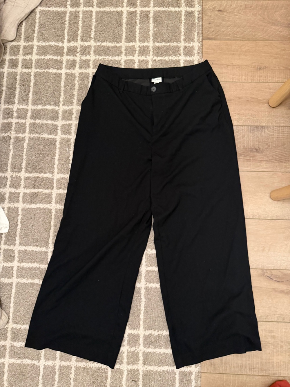 Ava & Viv Womens Black Wide-Leg Pull-On Jogger Pants